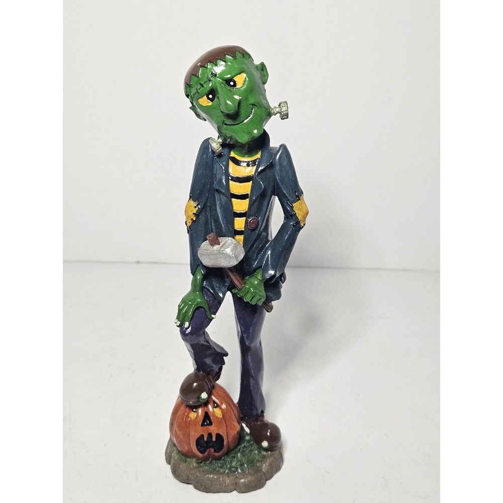 Frankenstein Monster Figurine Statue Halloween Pumpkin Mallet Prop Vintage Resin